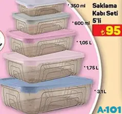 SAKLAMA KABI SETİ 5'Lİ SAKLAMA KABI SETİ 5'Lİ
